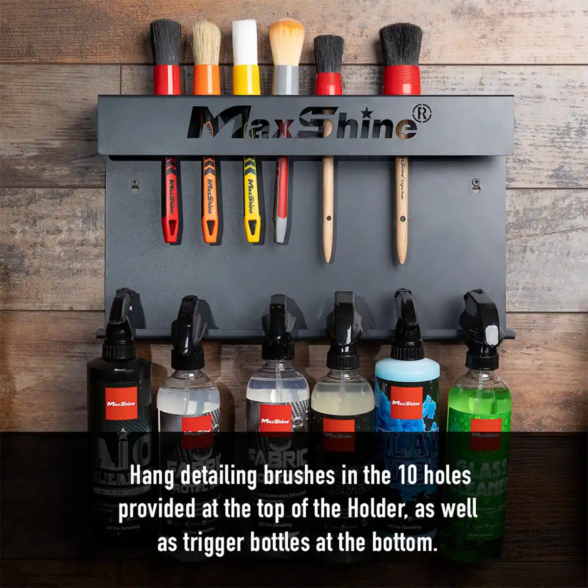 Brush and Trigger Bottle Holder – Wall-Mounted Organizer for Detailing Tools